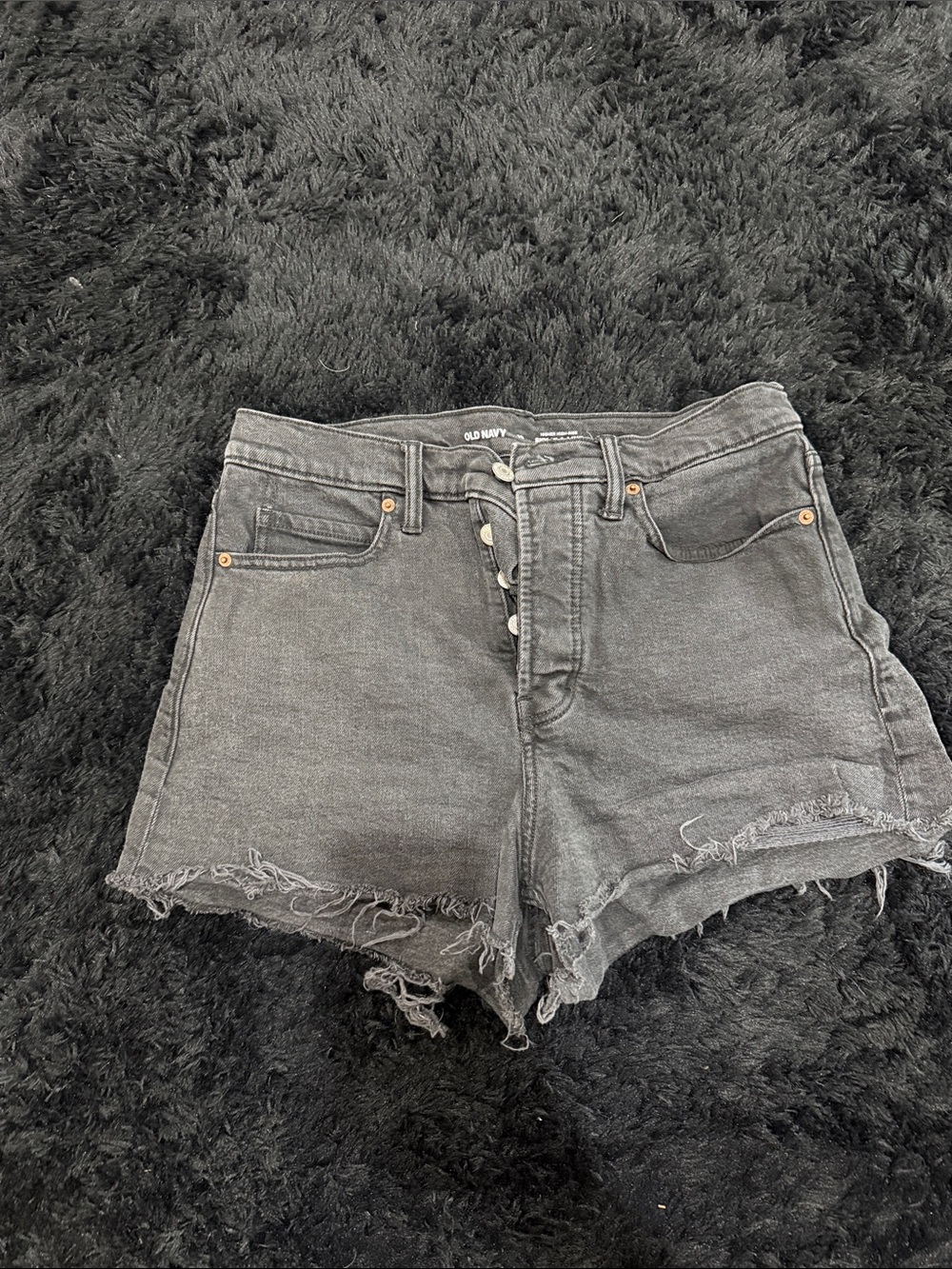 Old Navy Black Distressed Button-Fly Jean Shorts